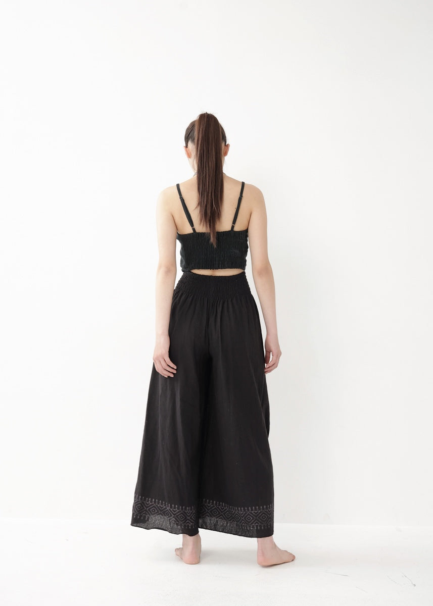[Tribal Earth] ナチュラルギャザー・high waist ワイドフレアパンツ 全2色