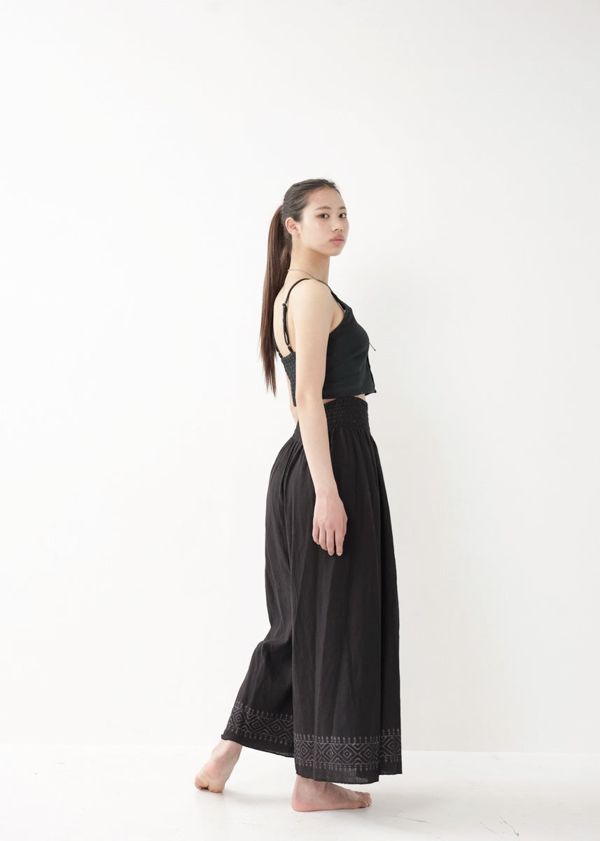 [Tribal Earth] ナチュラルギャザー・high waist ワイドフレアパンツ 全2色