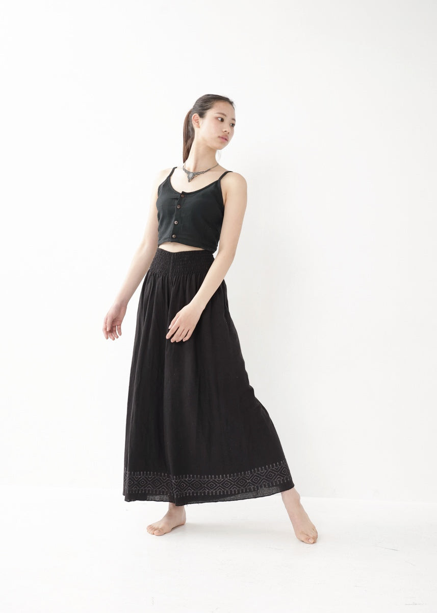 [Tribal Earth] ナチュラルギャザー・high waist ワイドフレアパンツ 全2色