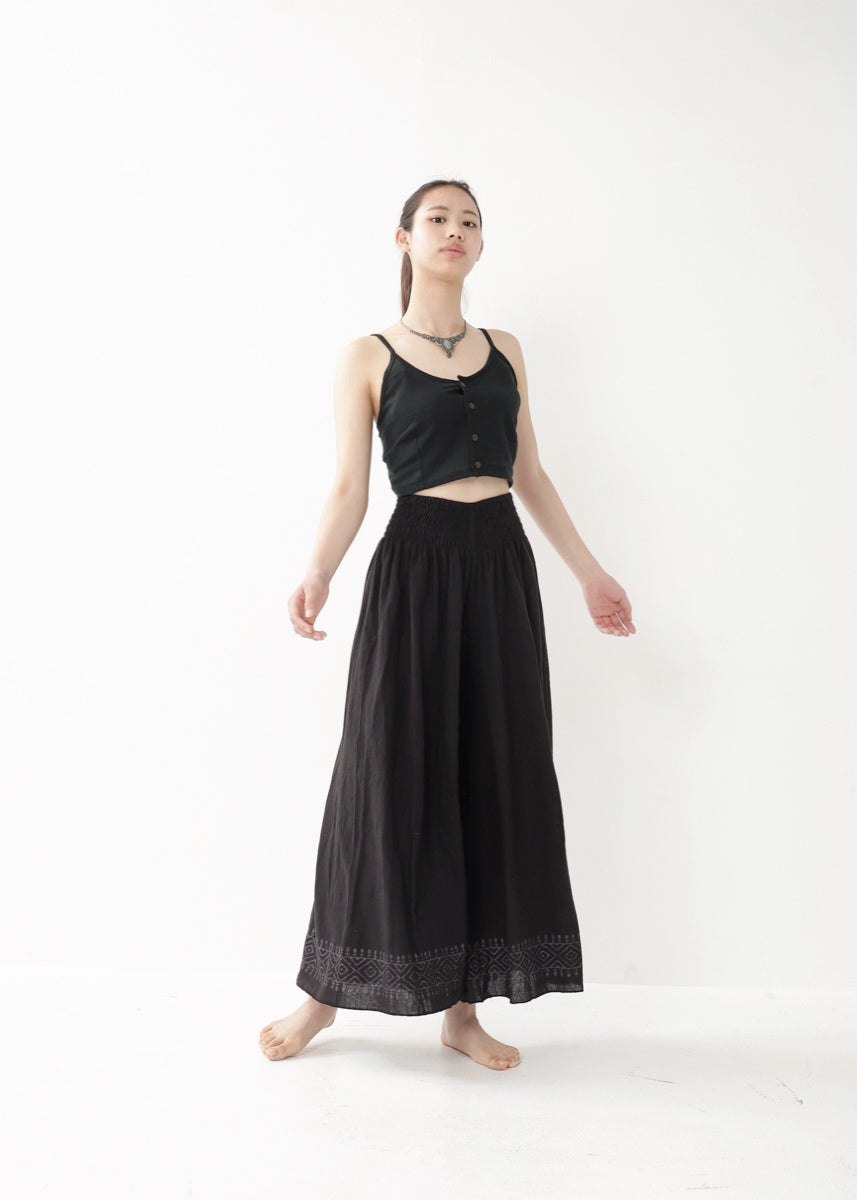 [Tribal Earth] ナチュラルギャザー・high waist ワイドフレアパンツ 全2色