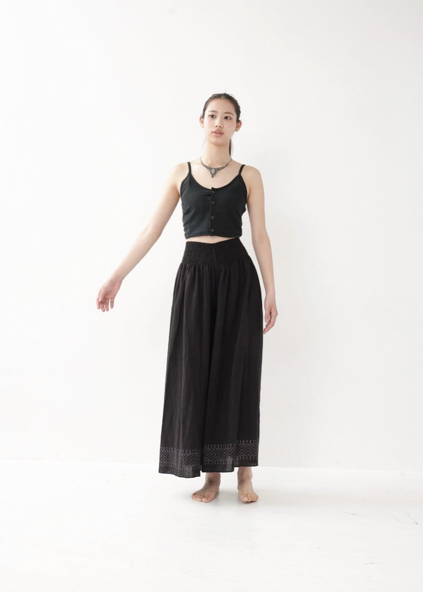 [Tribal Earth] ナチュラルギャザー・high waist ワイドフレアパンツ 全2色