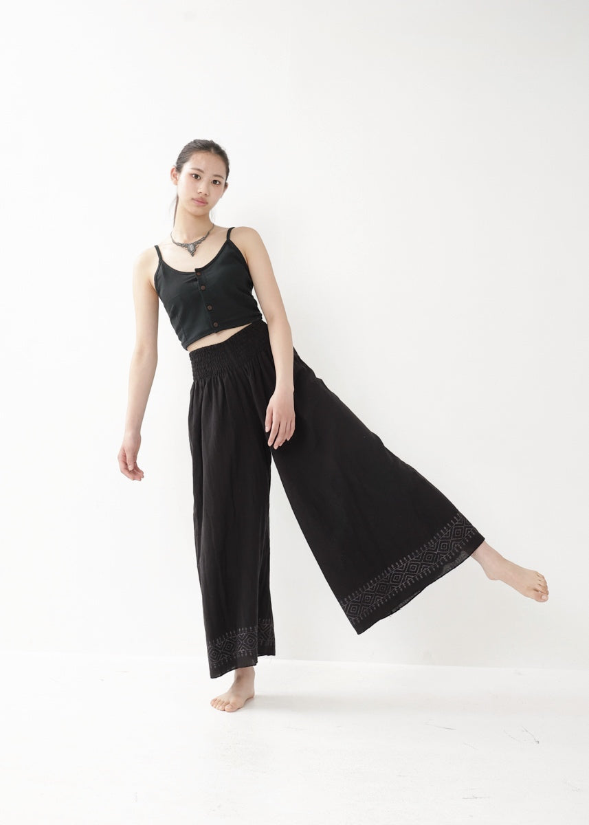 [Tribal Earth] ナチュラルギャザー・high waist ワイドフレアパンツ 全2色