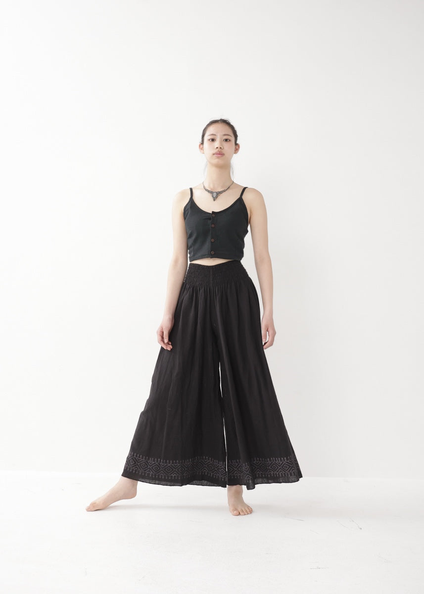 [Tribal Earth] ナチュラルギャザー・high waist ワイドフレアパンツ 全2色