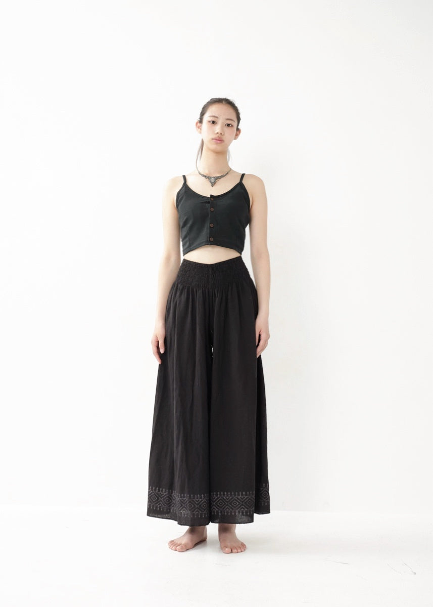 [Tribal Earth] ナチュラルギャザー・high waist ワイドフレアパンツ 全2色