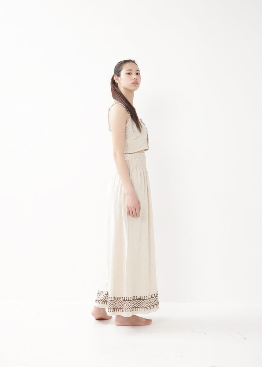 [Tribal Earth] ナチュラルギャザー・high waist ワイドフレアパンツ 全2色