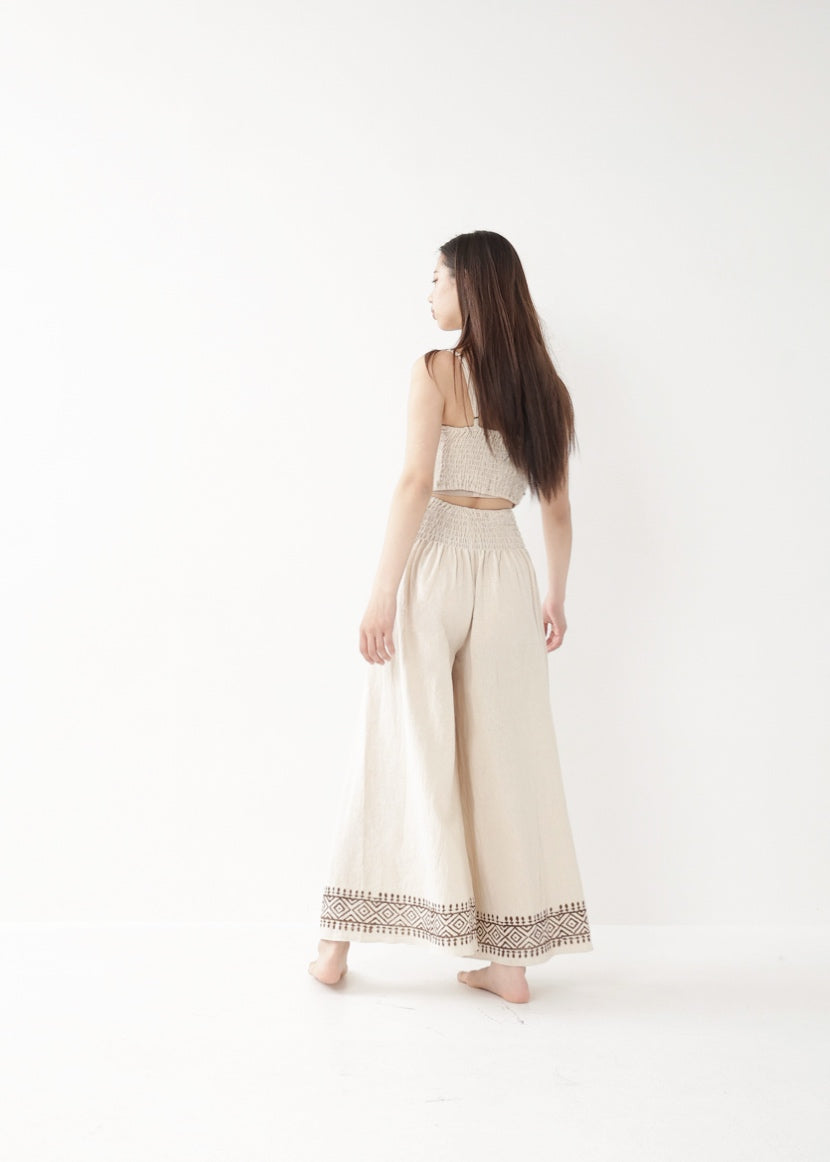 [Tribal Earth] ナチュラルギャザー・high waist ワイドフレアパンツ 全2色