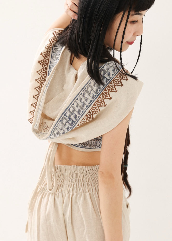[セットアップ] tribal breeze 編み上げ2wayフーディトップス＆ハーフパンツ