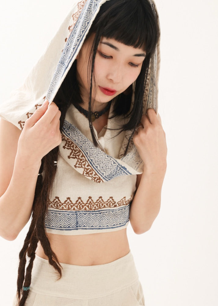 [セットアップ] tribal breeze 編み上げ2wayフーディトップス＆ハーフパンツ