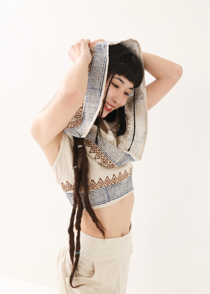 [セットアップ] tribal breeze 編み上げ2wayフーディトップス＆ハーフパンツ