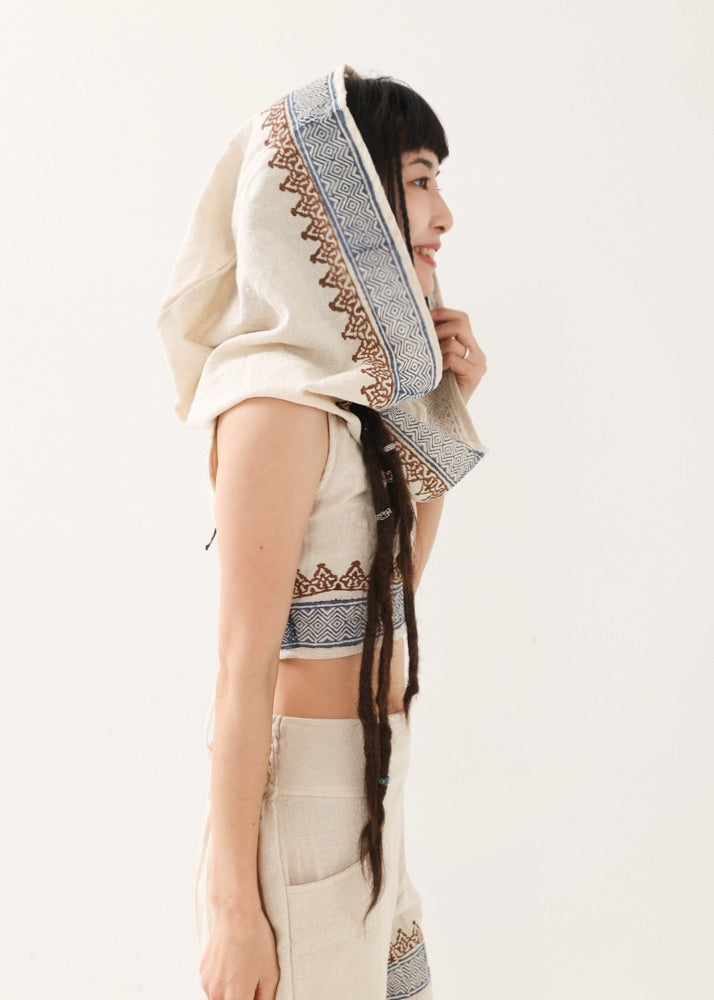 [セットアップ] tribal breeze 編み上げ2wayフーディトップス＆ハーフパンツ