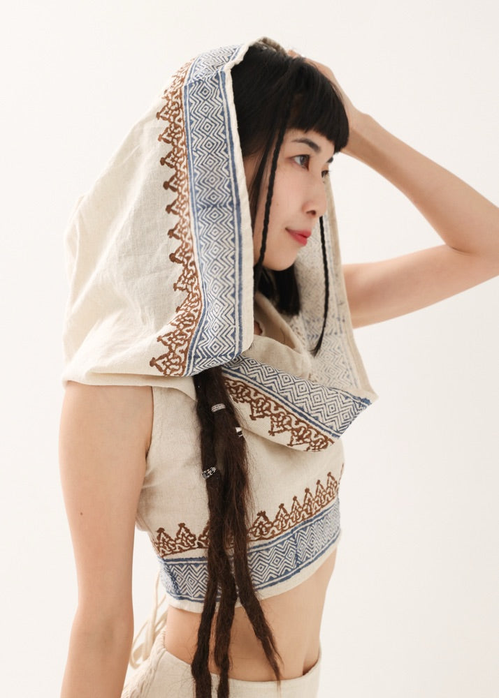 [セットアップ] tribal breeze 編み上げ2wayフーディトップス＆ハーフパンツ