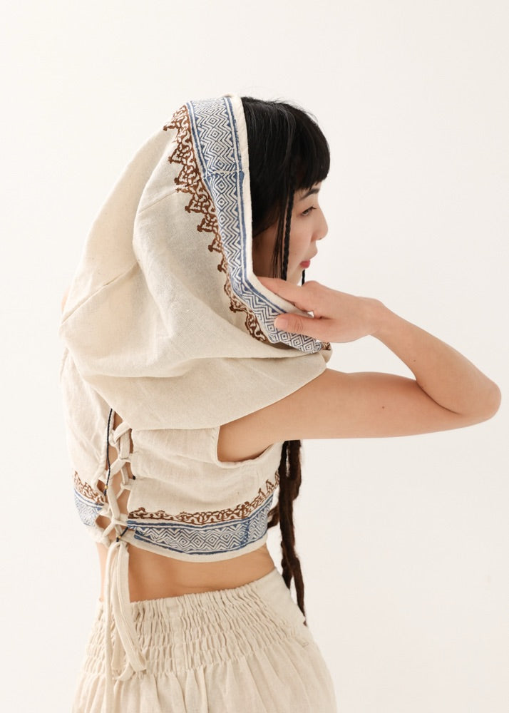 [セットアップ] tribal breeze 編み上げ2wayフーディトップス＆ハーフパンツ