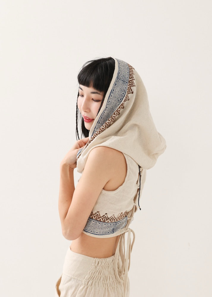 [セットアップ] tribal breeze 編み上げ2wayフーディトップス＆ハーフパンツ