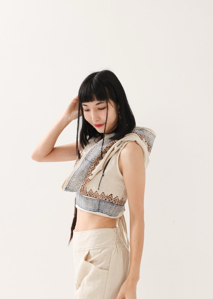 [セットアップ] tribal breeze 編み上げ2wayフーディトップス＆ハーフパンツ