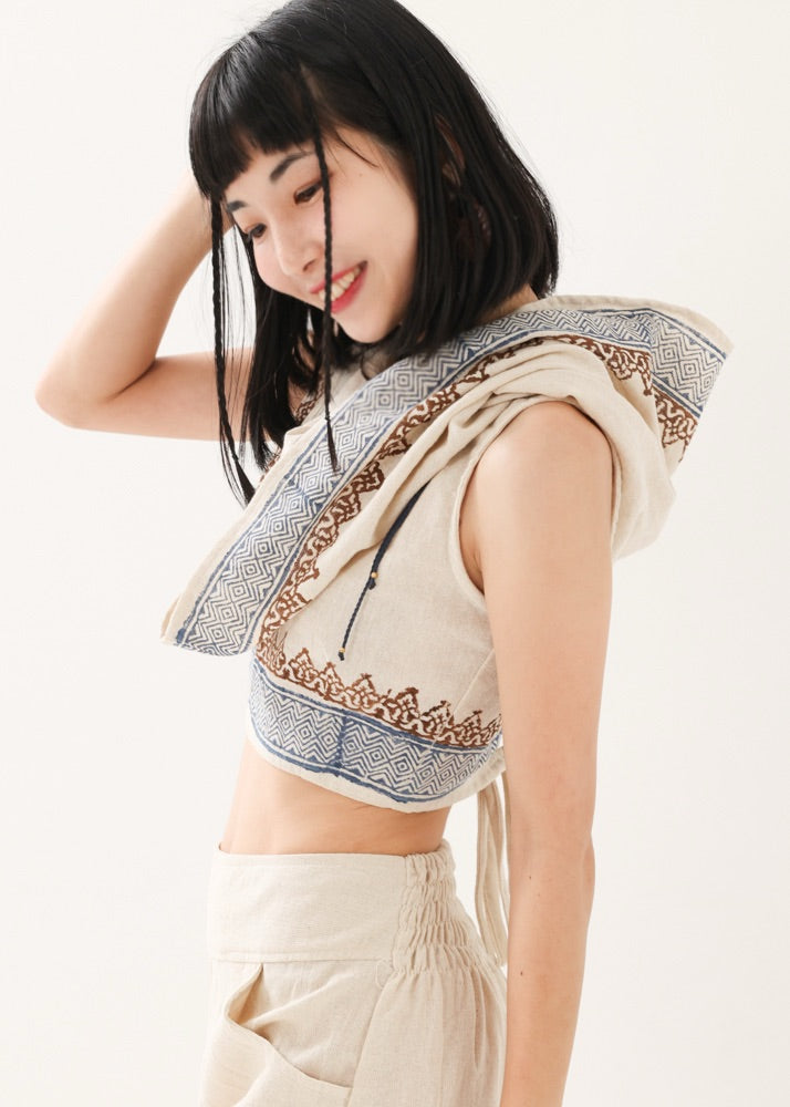[セットアップ] tribal breeze 編み上げ2wayフーディトップス＆ハーフパンツ