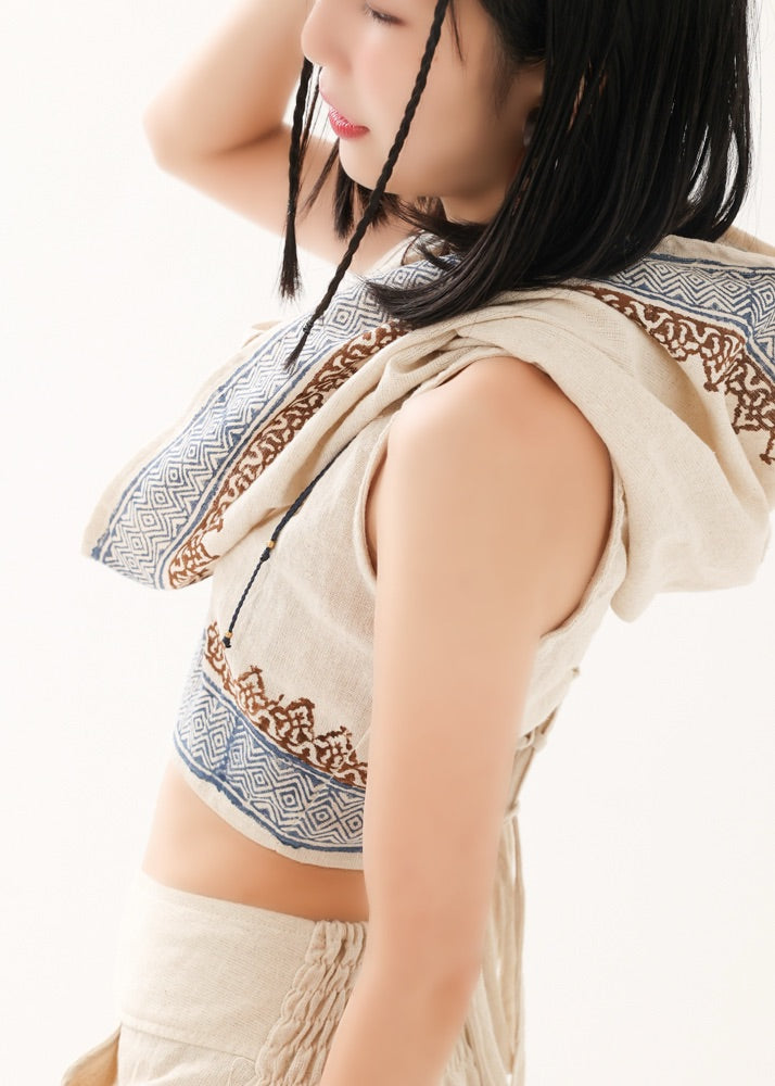 [セットアップ] tribal breeze 編み上げ2wayフーディトップス＆ハーフパンツ