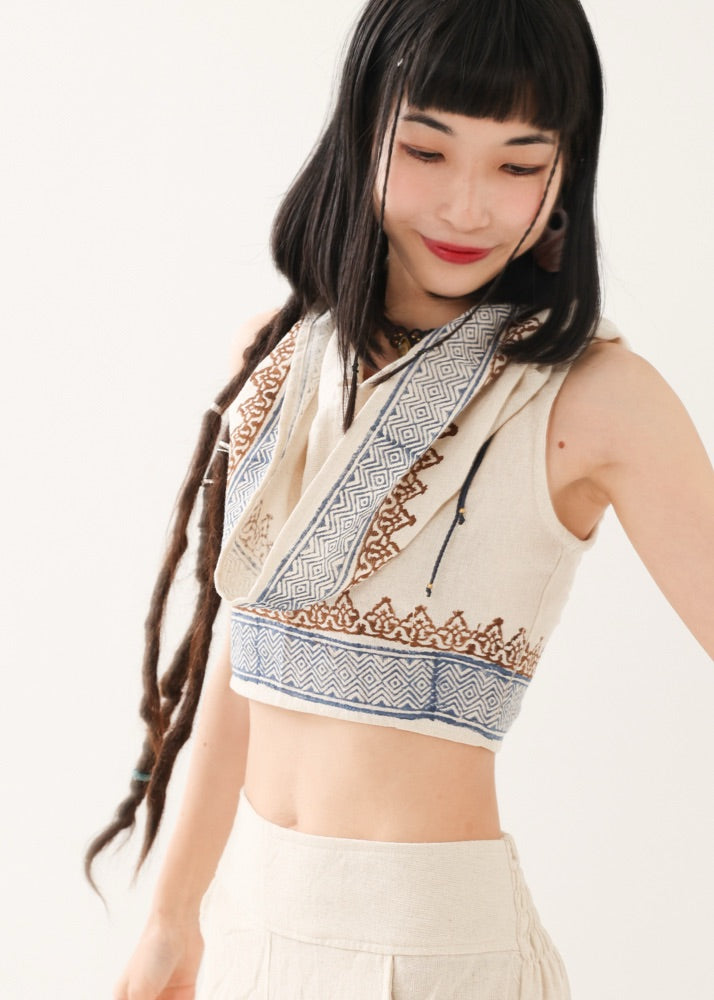 [セットアップ] tribal breeze 編み上げ2wayフーディトップス＆ハーフパンツ