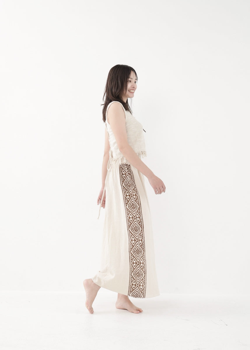[Tribal Earth] サイドブロック high waist ワイドフレアパンツ