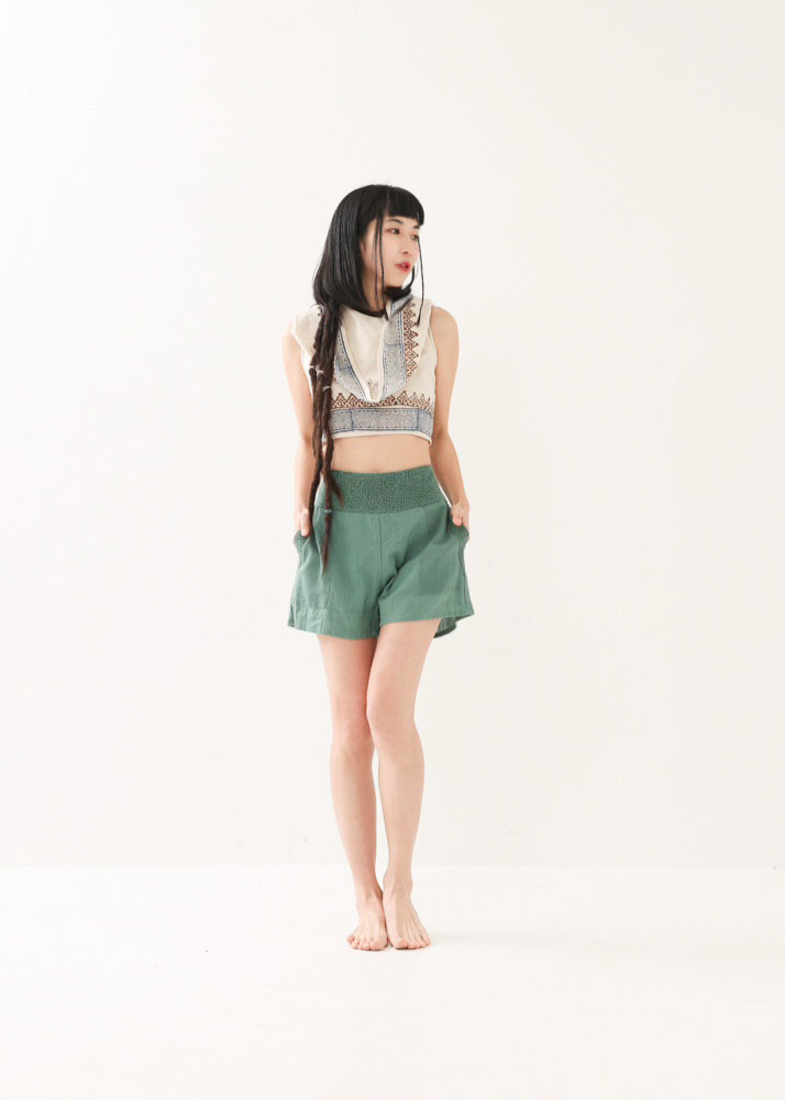 [セットアップ] tribal breeze 編み上げ2wayフーディトップス＆ハーフパンツ