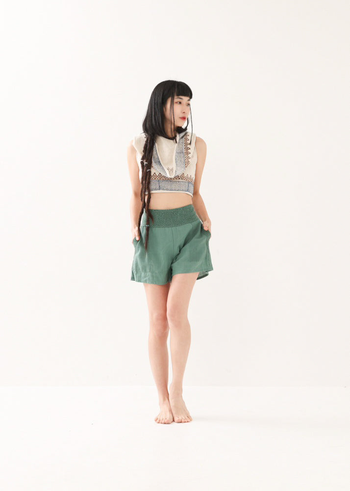 [セットアップ] tribal breeze 編み上げ2wayフーディトップス＆ハーフパンツ