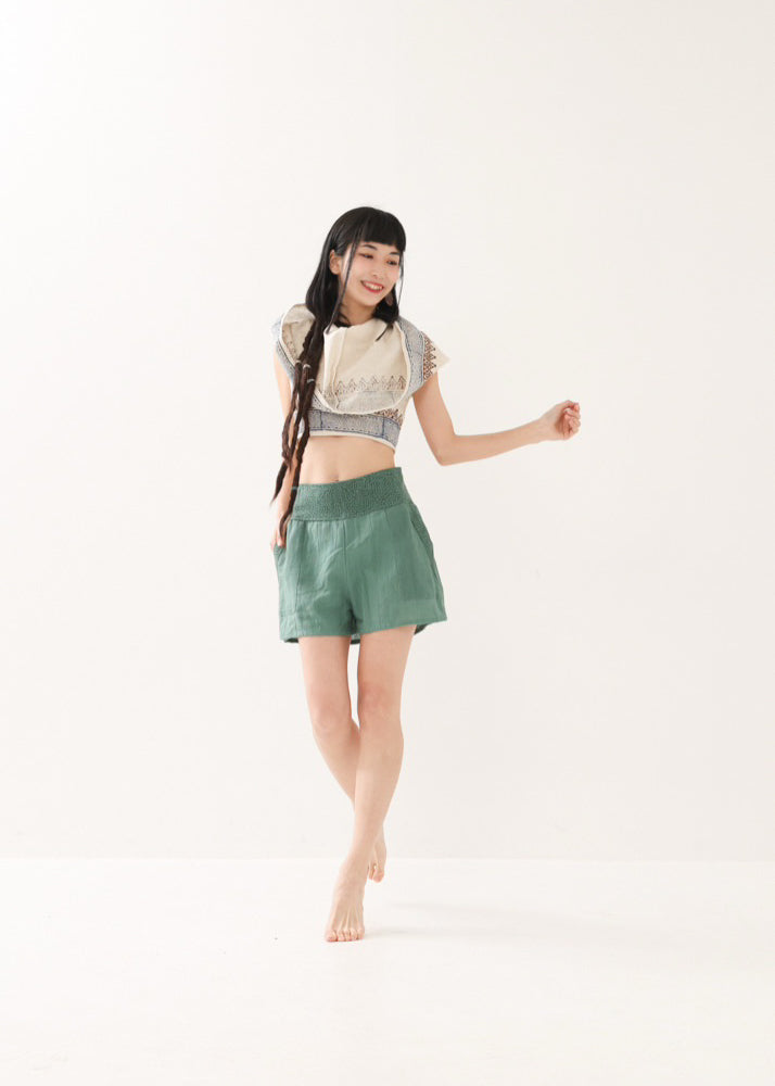 [セットアップ] tribal breeze 編み上げ2wayフーディトップス＆ハーフパンツ