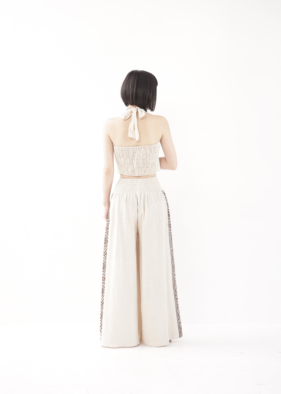 [Tribal Earth] サイドブロック high waist ワイドフレアパンツ