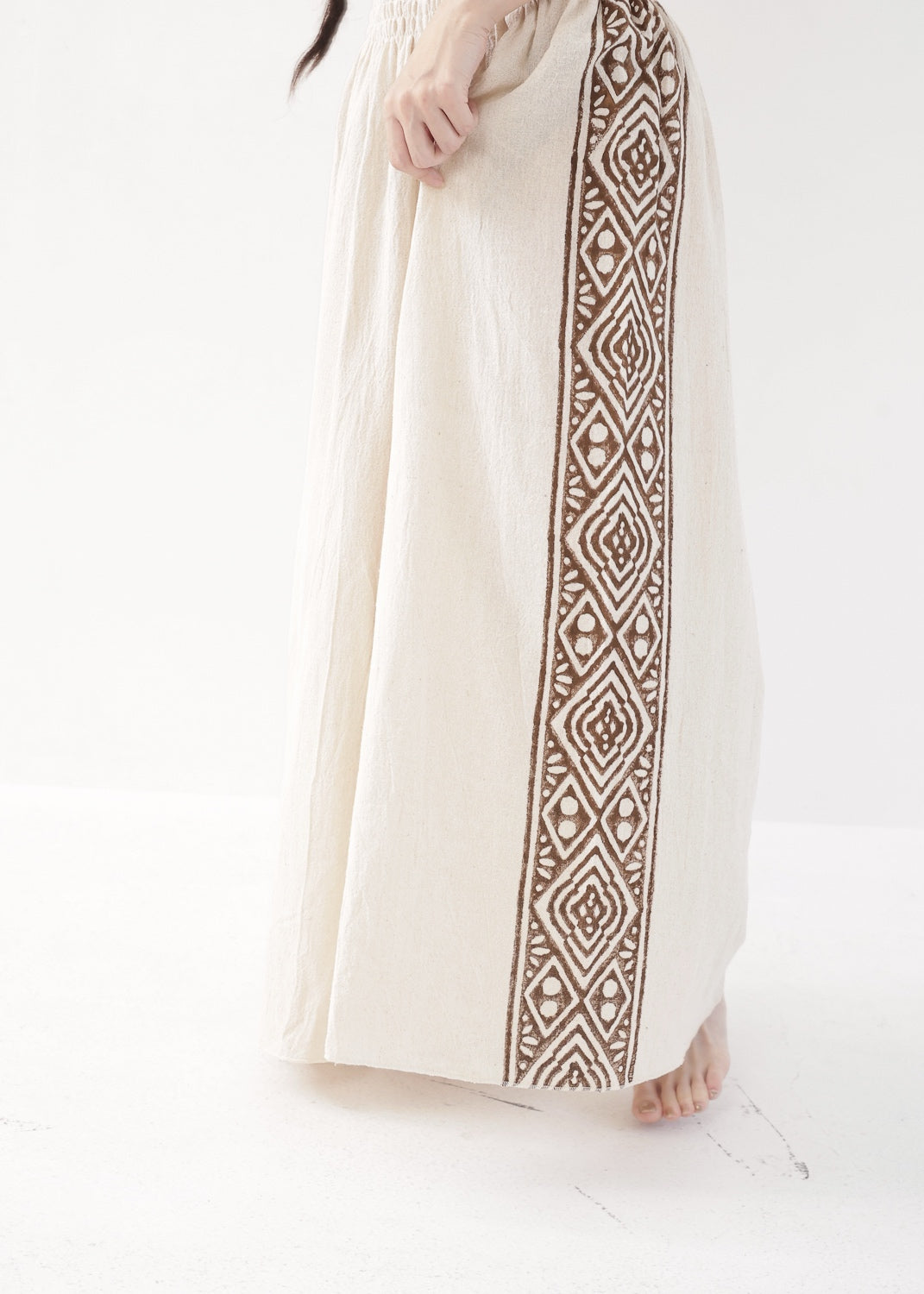 [Tribal Earth] サイドブロック high waist ワイドフレアパンツ