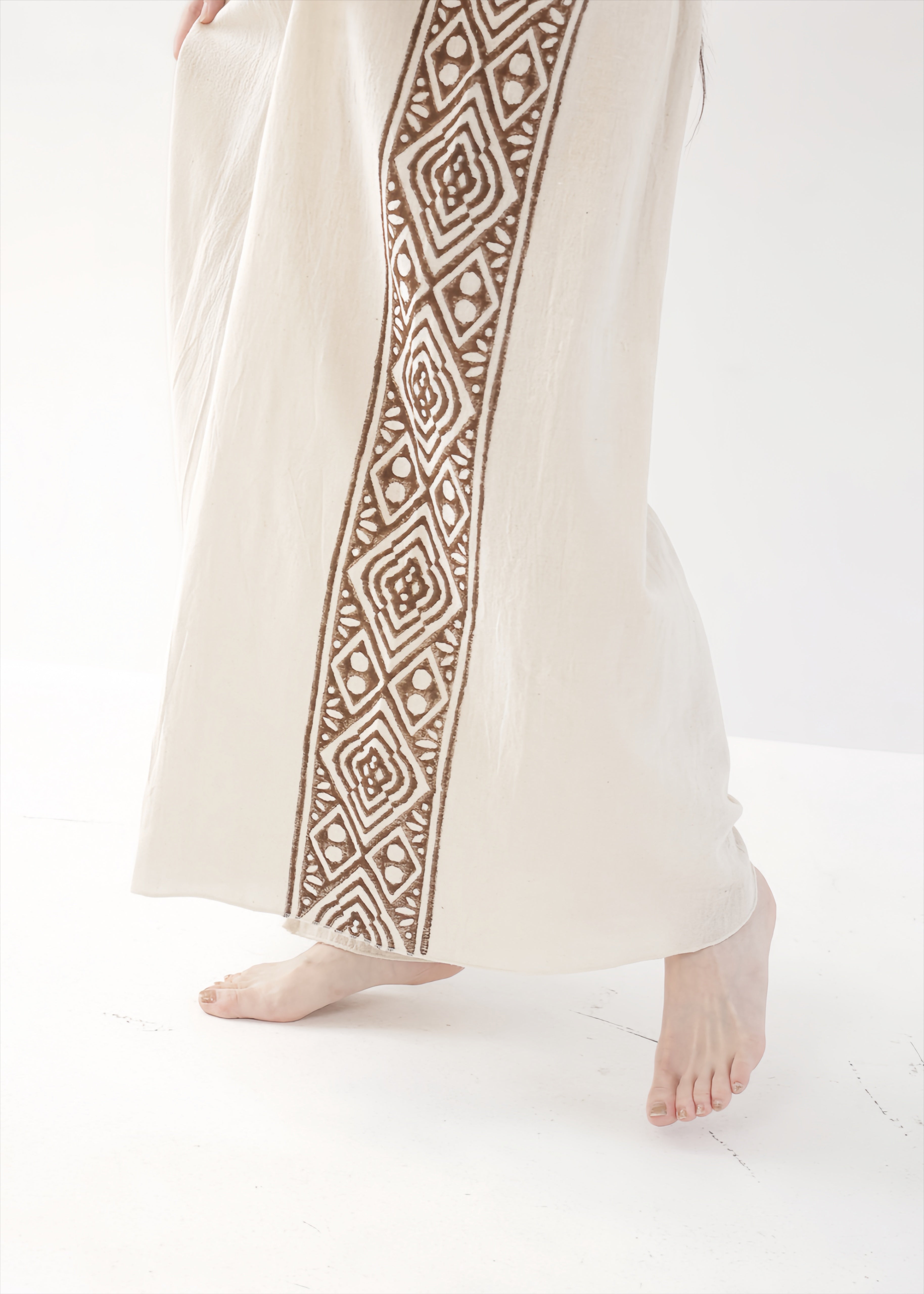 [Tribal Earth] サイドブロック high waist ワイドフレアパンツ