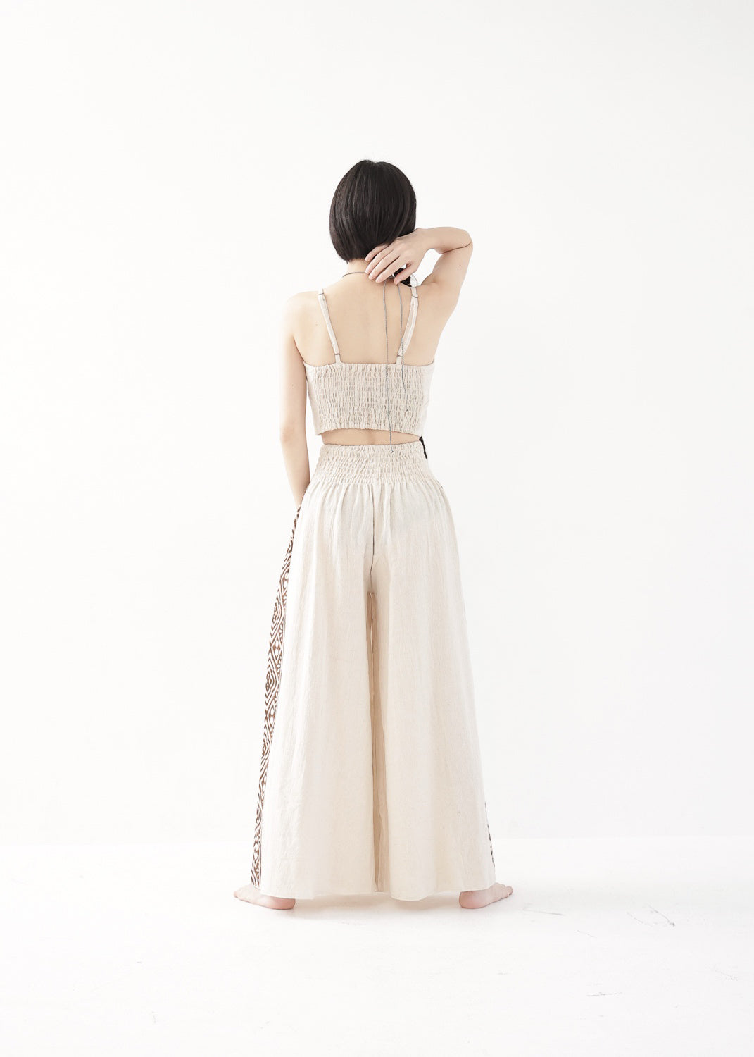 [Tribal Earth] サイドブロック high waist ワイドフレアパンツ