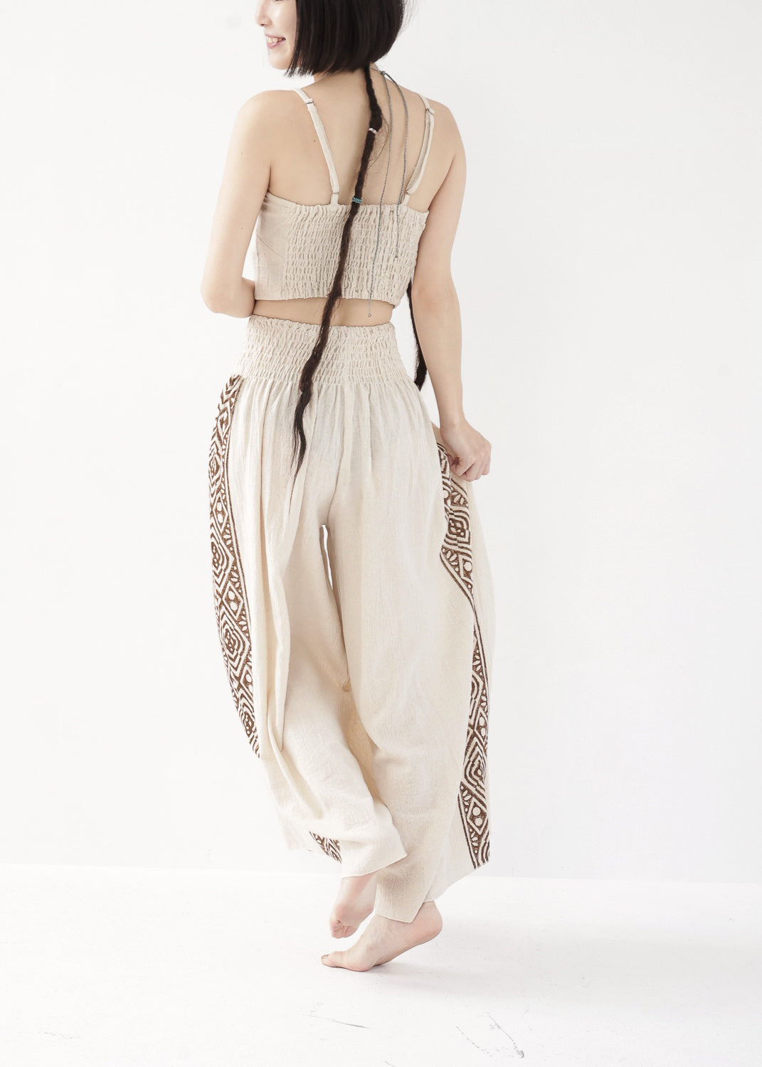 [Tribal Earth] サイドブロック high waist ワイドフレアパンツ