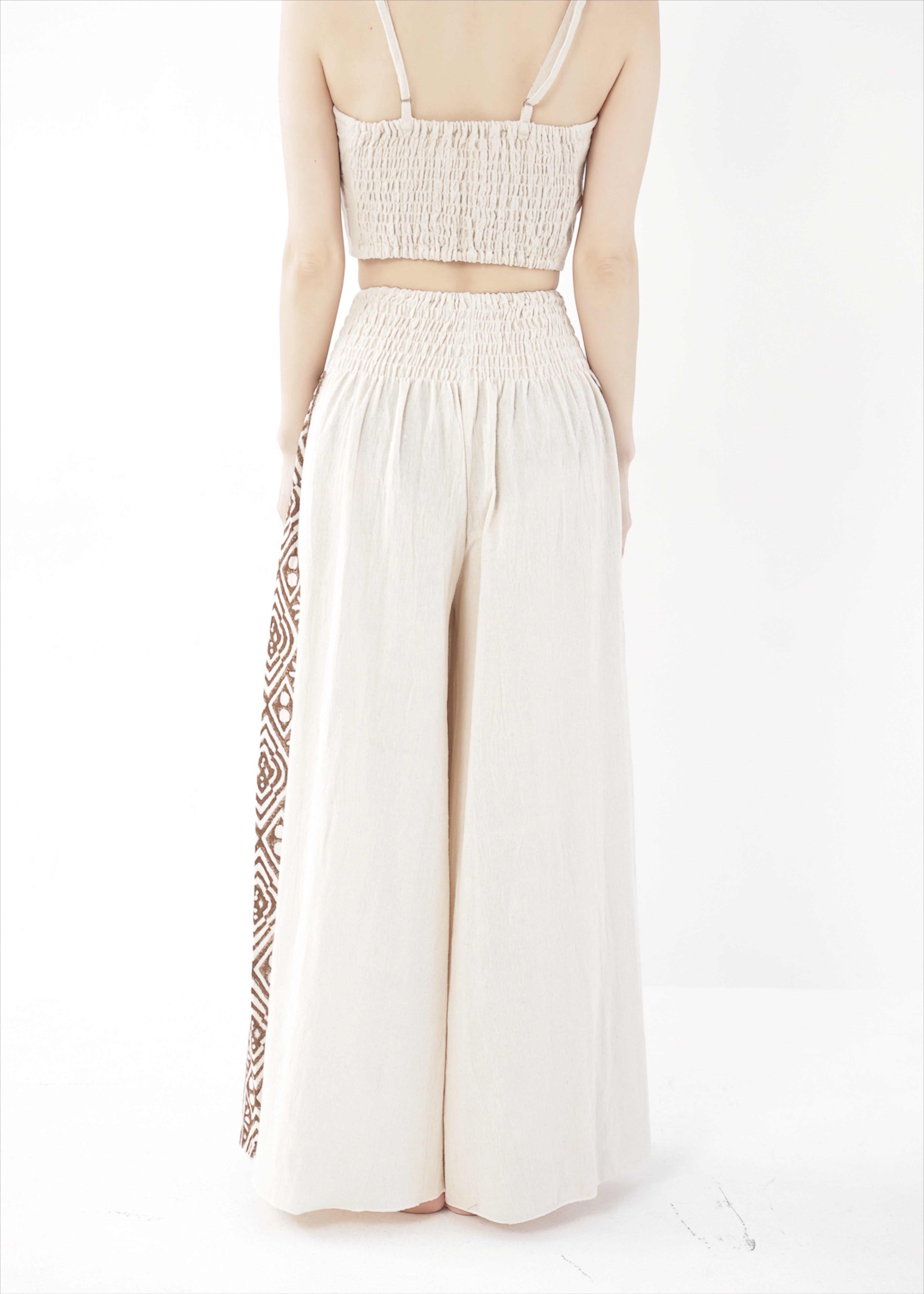 [Tribal Earth] サイドブロック high waist ワイドフレアパンツ