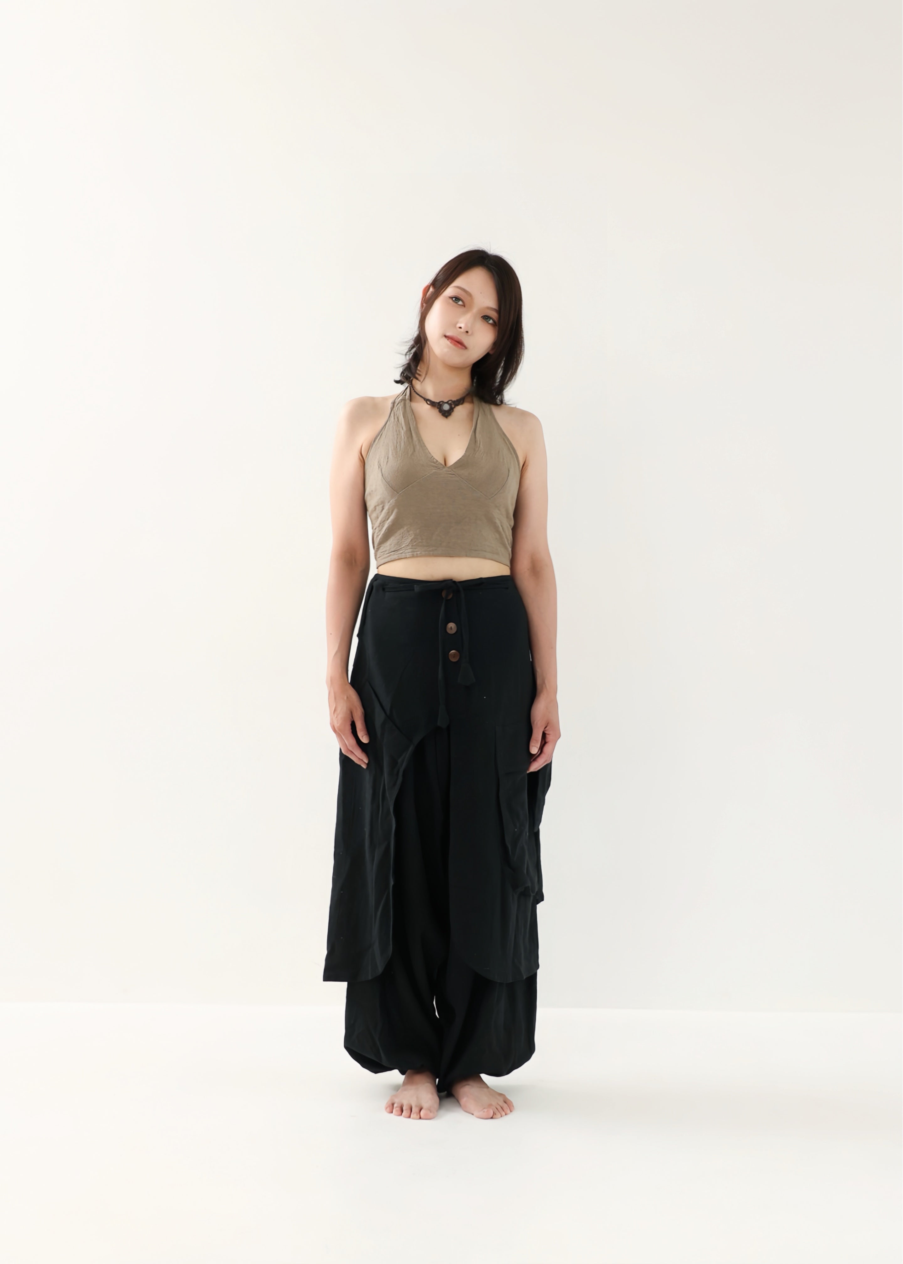 [Khadi of Love / 草木染め] Vネックホルター・クロップドトップス 全3色