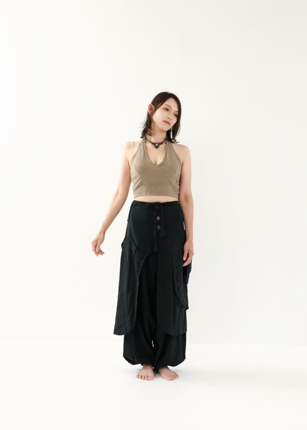 [Khadi of Love / 草木染め] Vネックホルター・クロップドトップス 全3色