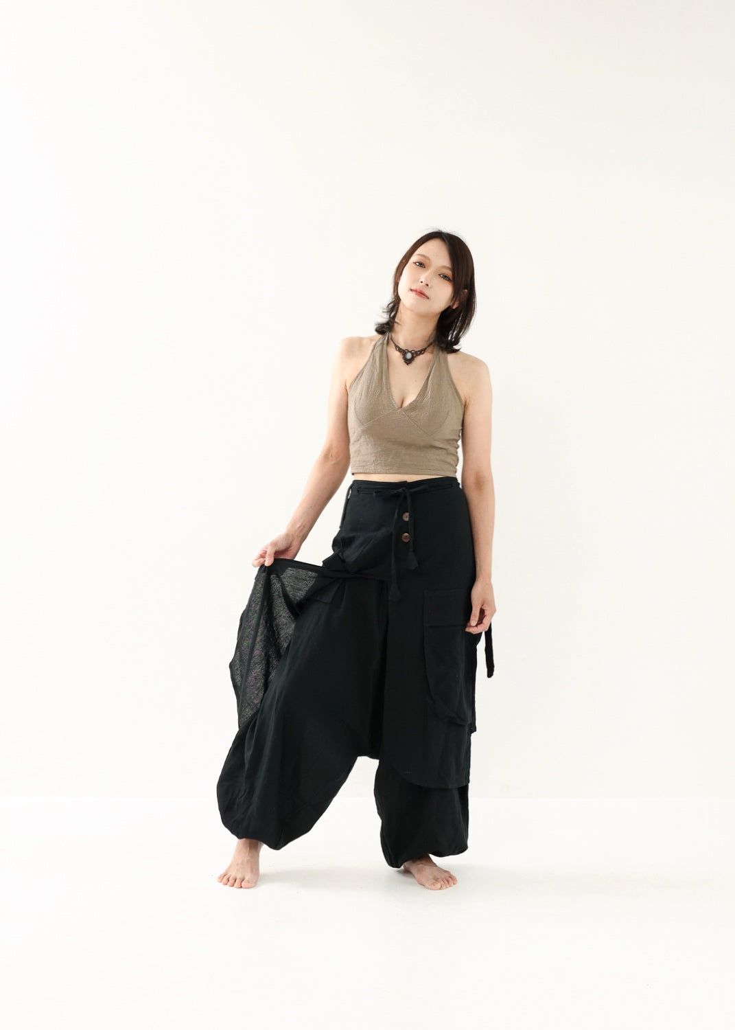 [Khadi of Love / 草木染め] Vネックホルター・クロップドトップス 全3色
