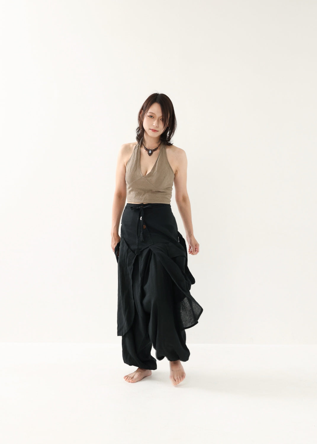 [Khadi of Love / 草木染め] Vネックホルター・クロップドトップス 全3色