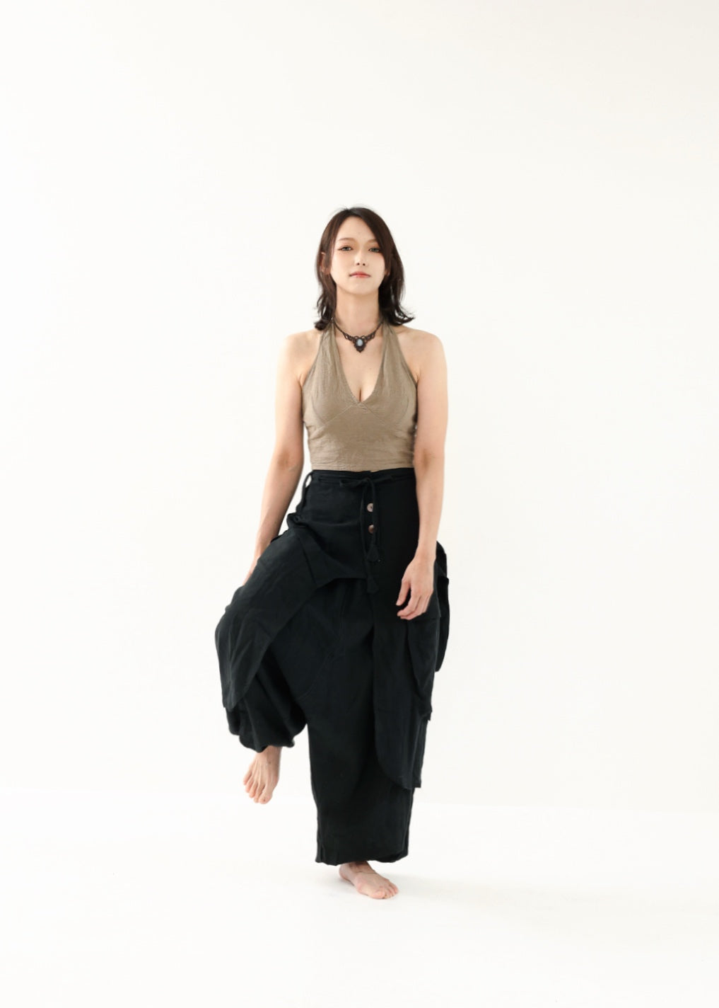 [Khadi of Love / 草木染め] Vネックホルター・クロップドトップス 全3色