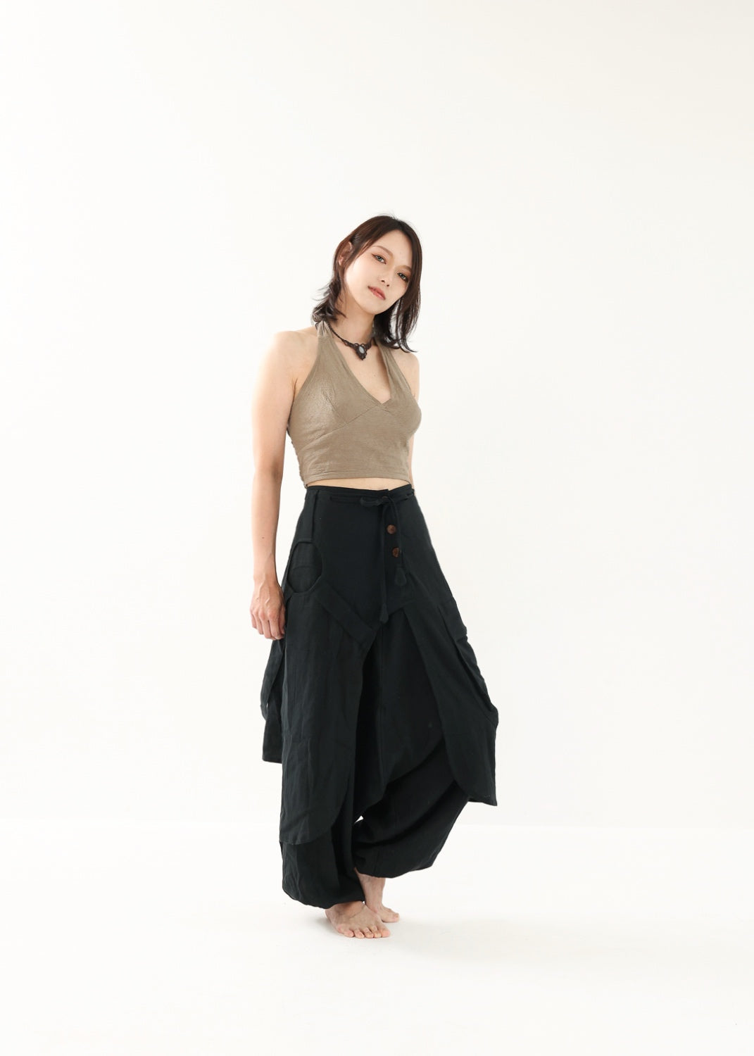 [Khadi of Love / 草木染め] Vネックホルター・クロップドトップス 全3色