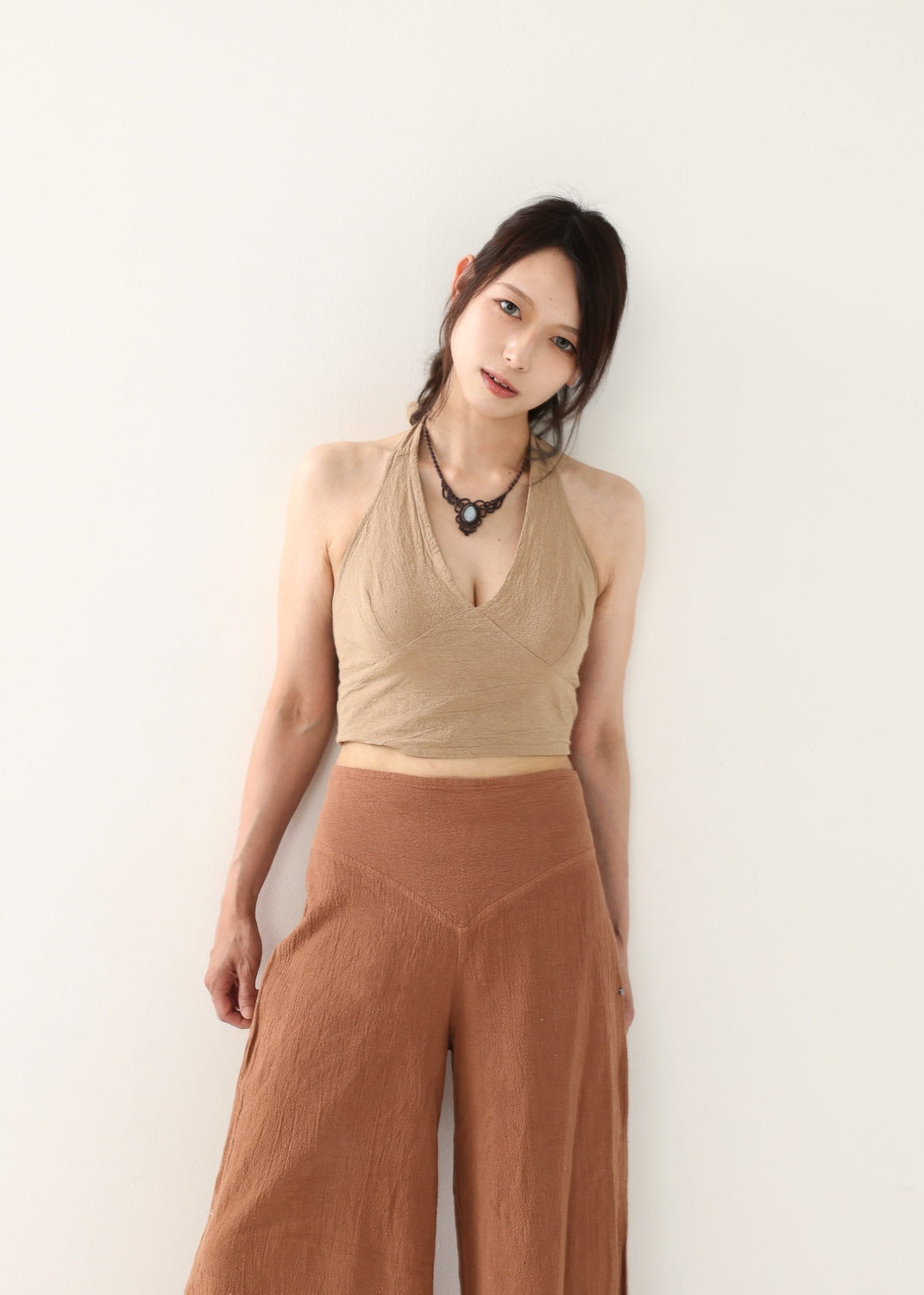 [Tribal Earth] 裾ブロック・スムースフレアガウチョ 全2色