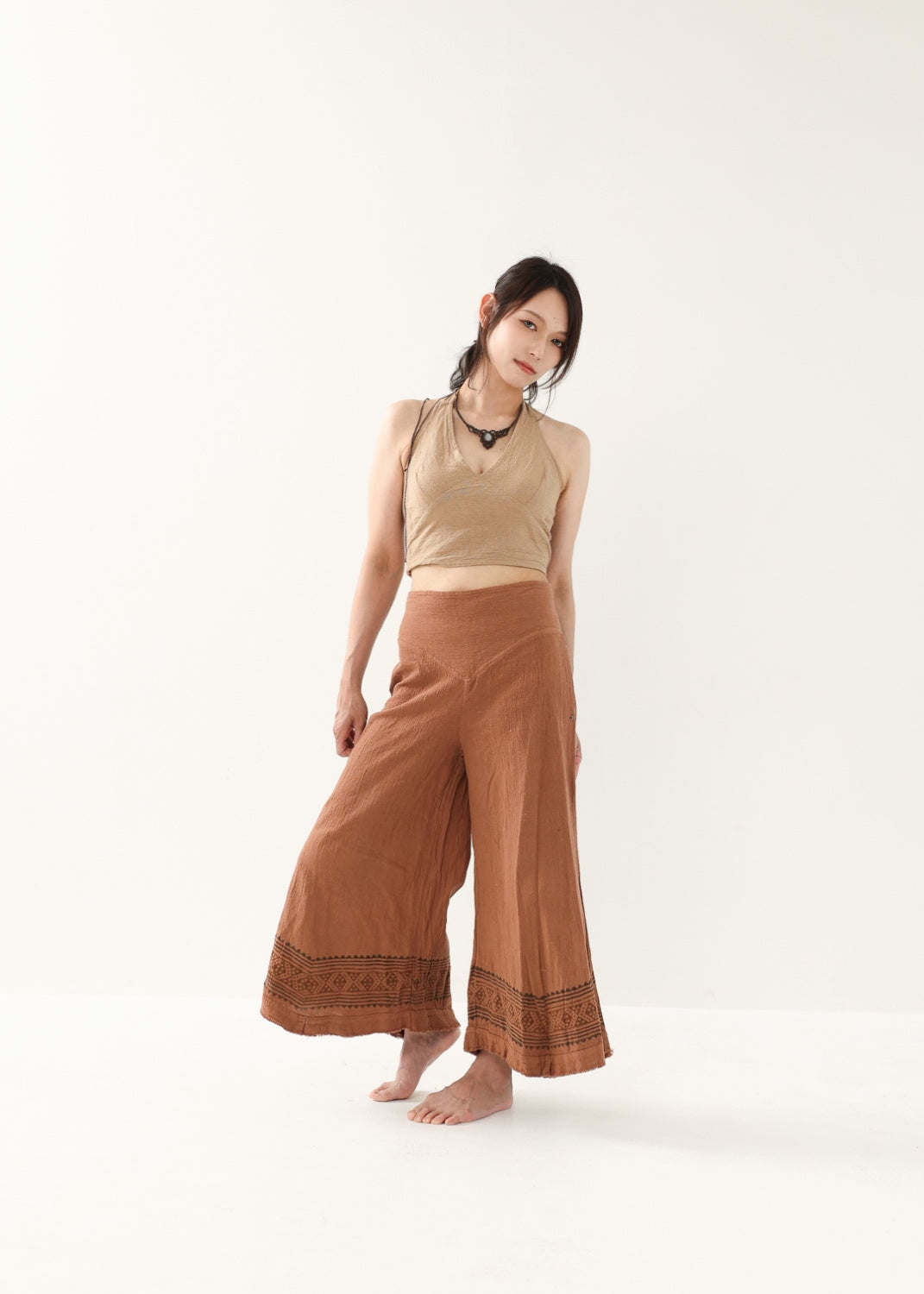 [Khadi of Love / 草木染め] Vネックホルター・クロップドトップス 全3色