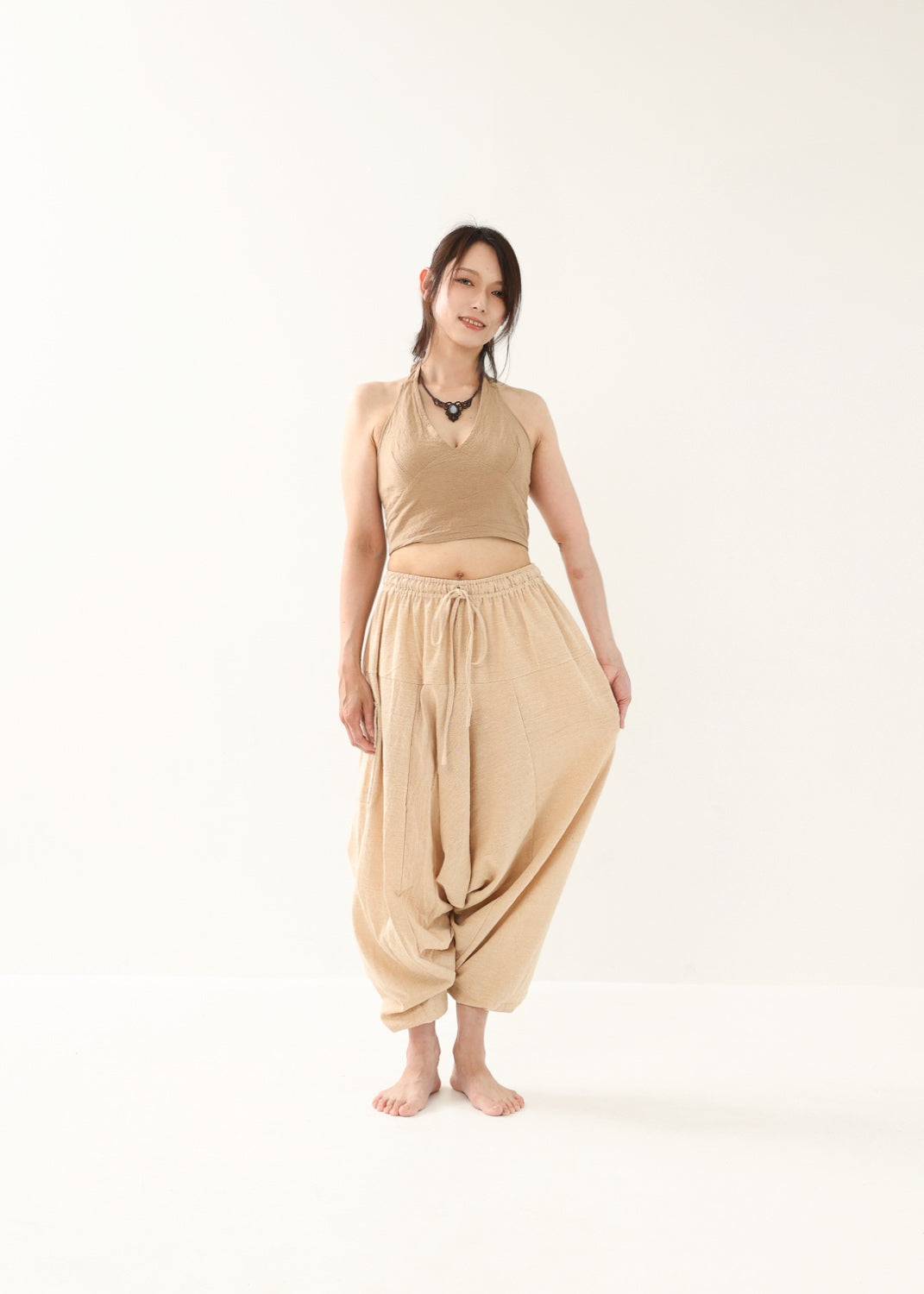 [Khadi of Love / 草木染め] Vネックホルター・クロップドトップス 全3色
