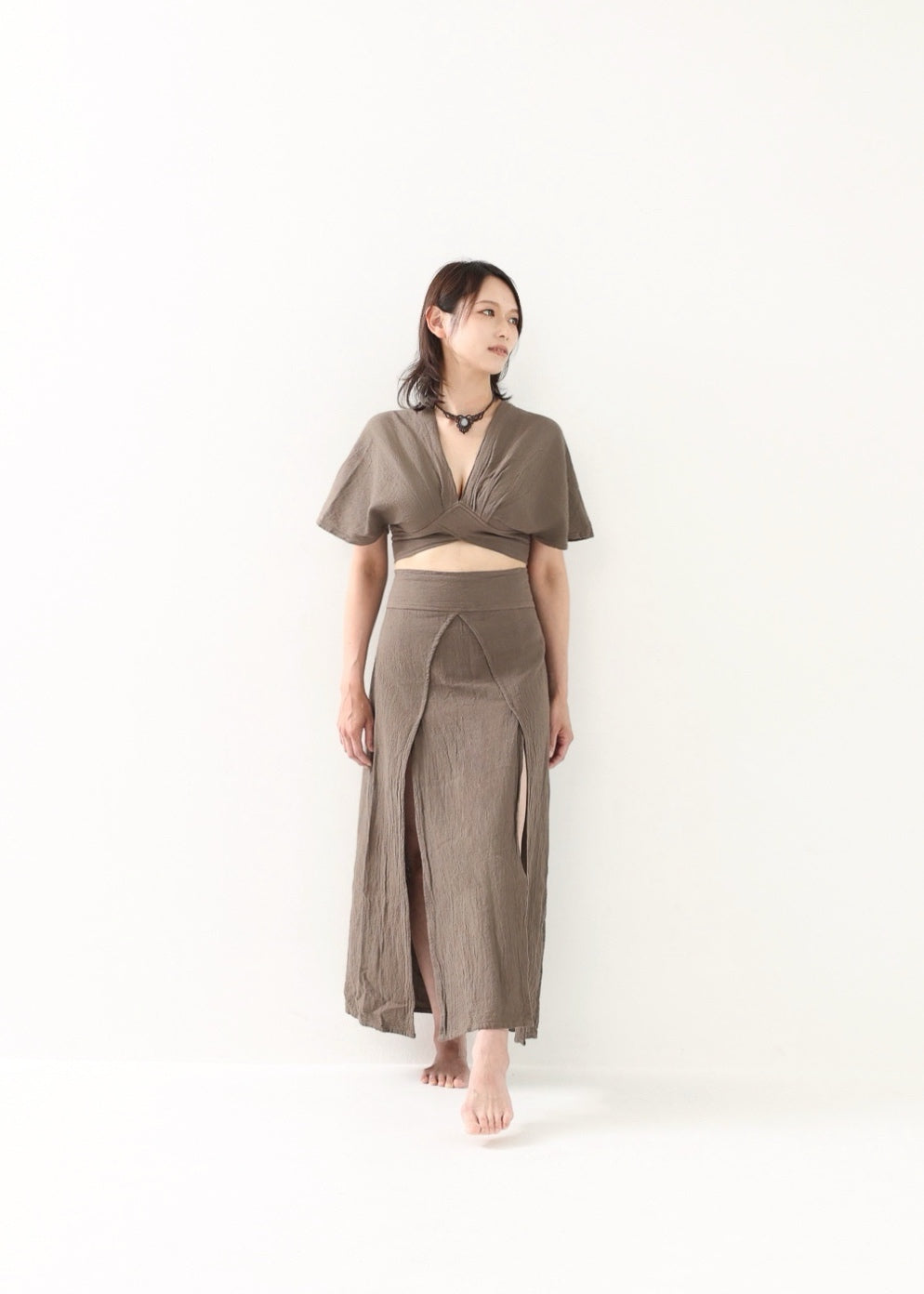 [セットアップ/草木染め] Khadi of Love カイトスリーブトップス＆エジプシャンスカート