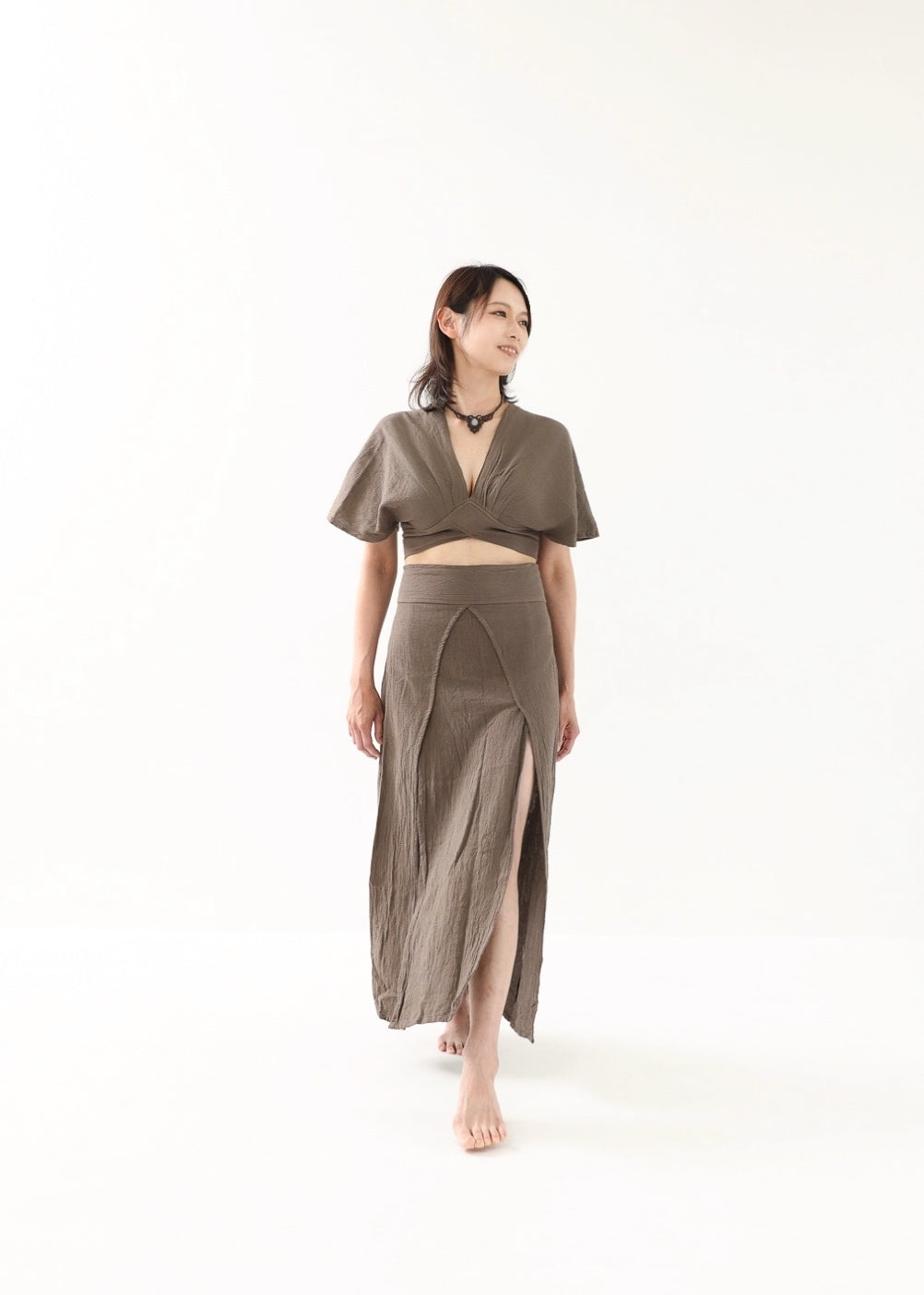 [セットアップ/草木染め] Khadi of Love カイトスリーブトップス＆エジプシャンスカート