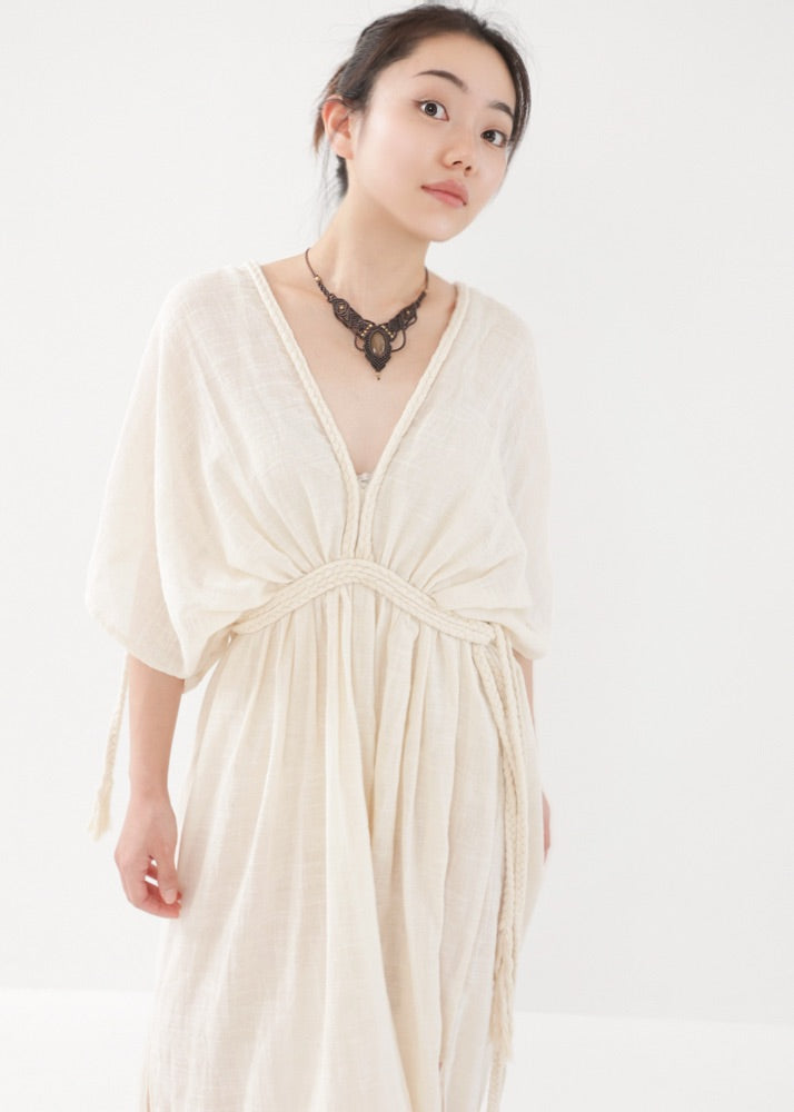 [KujA goddess] 2WAYロープド・オーガニック・カイトドレス