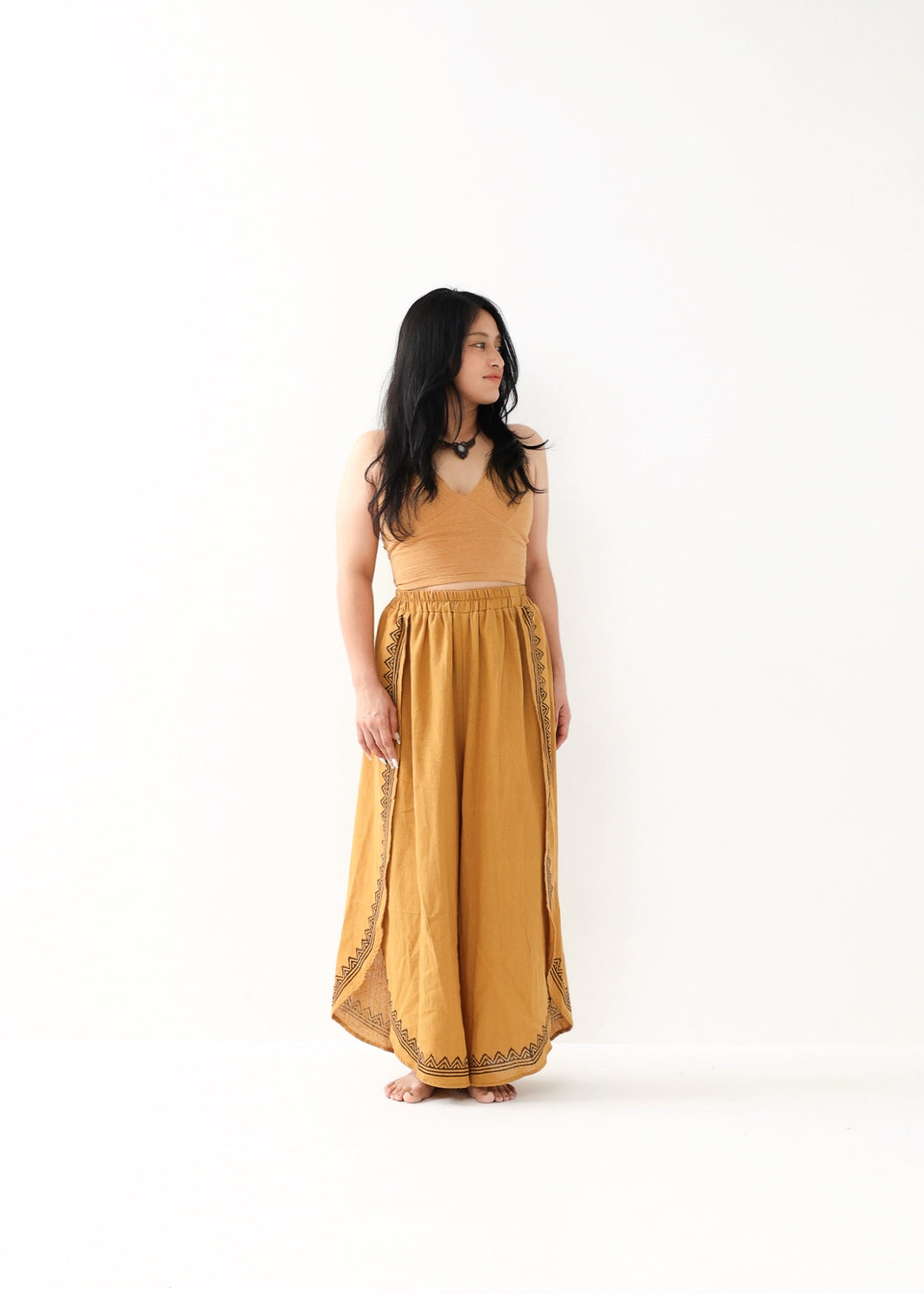 [Khadi of Love / 草木染め] Vネックホルター・クロップドトップス 全3色