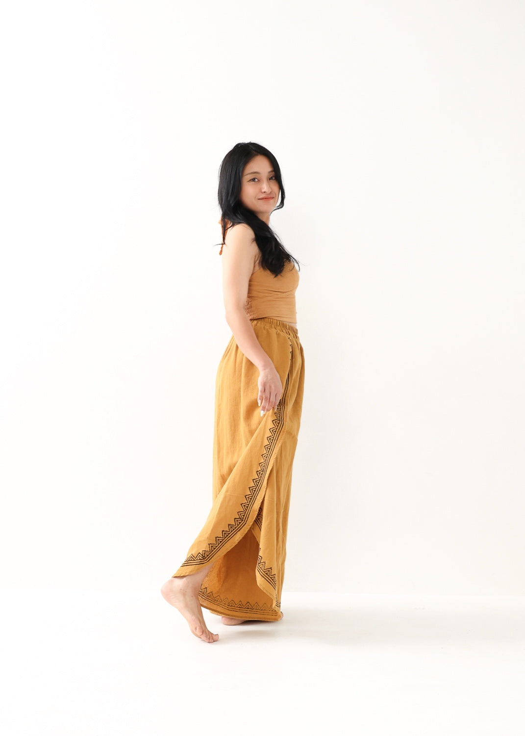 [Khadi of Love / 草木染め] Vネックホルター・クロップドトップス 全3色