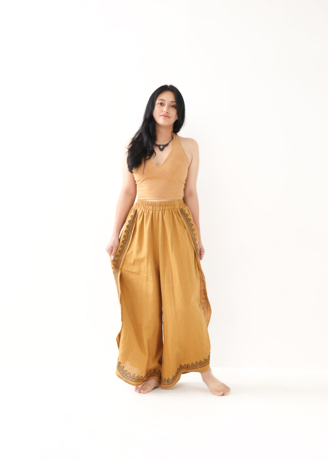 [Khadi of Love / 草木染め] Vネックホルター・クロップドトップス 全3色