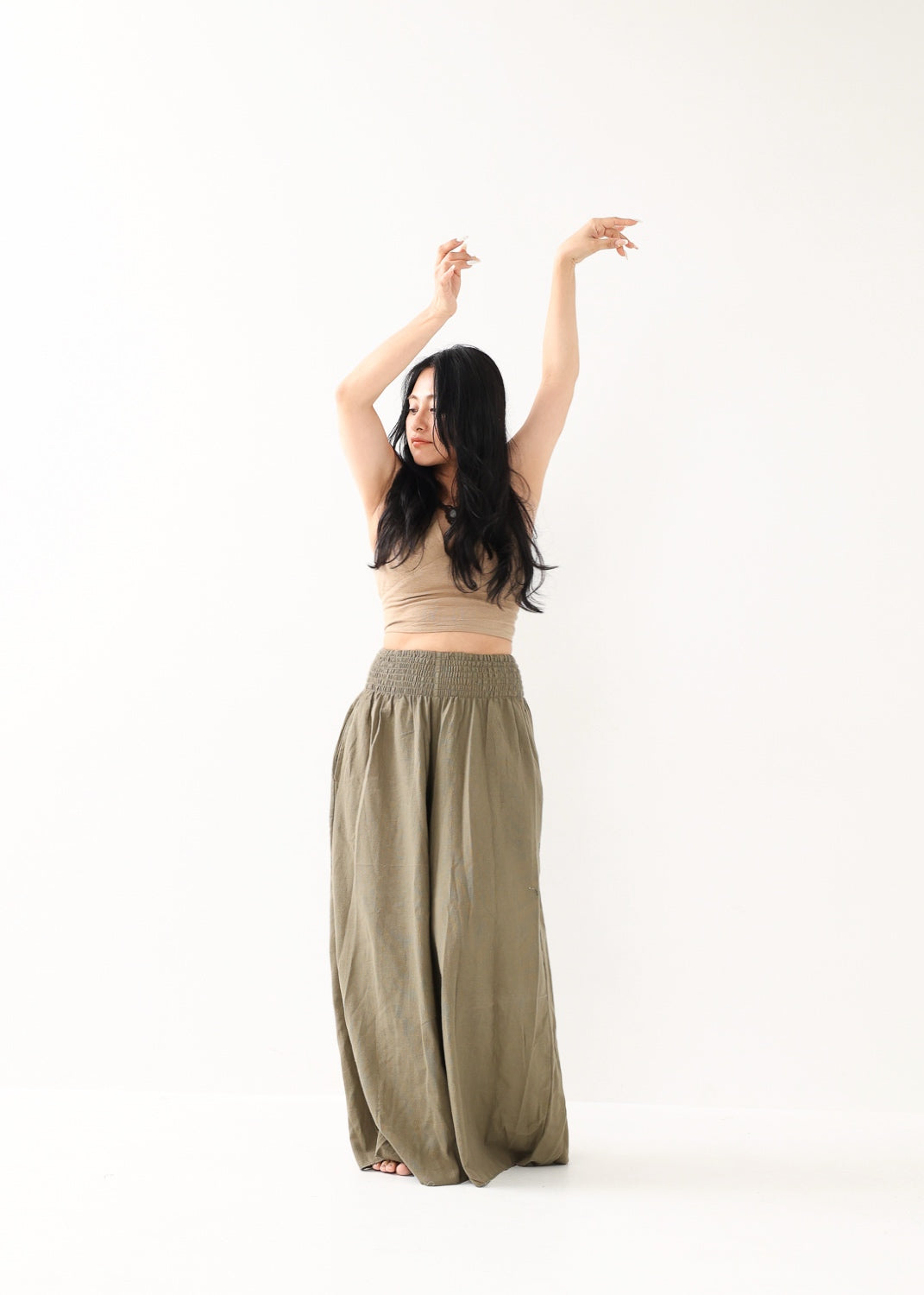 [Tribal Earth by Grassland] ハイウエスト・ワイドフレアパンツ 全3色