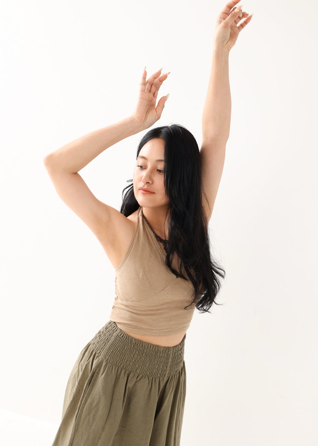 [Khadi of Love / 草木染め] Vネックホルター・クロップドトップス 全3色