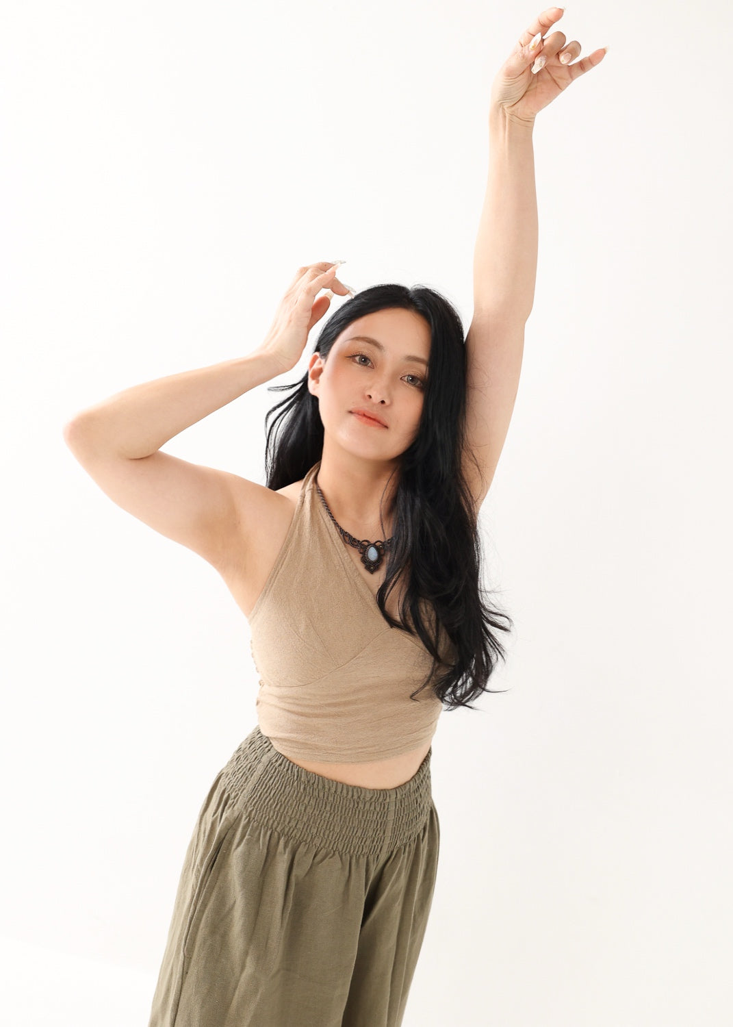 [Khadi of Love / 草木染め] Vネックホルター・クロップドトップス 全3色