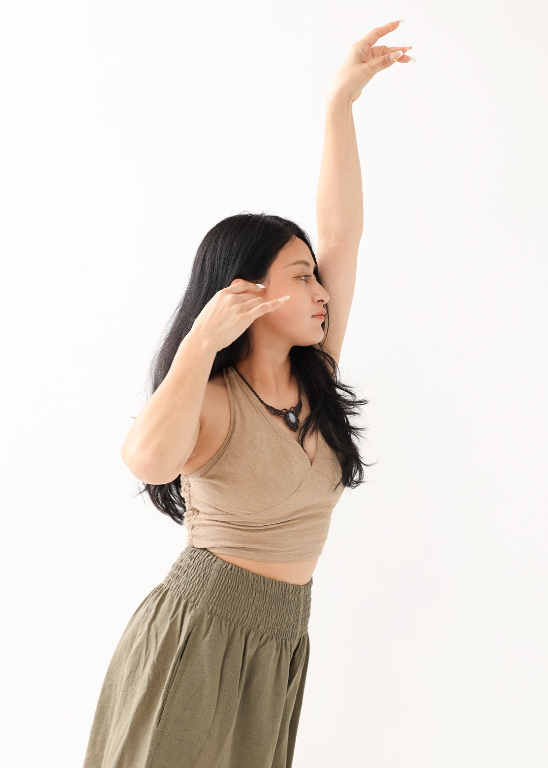 [Khadi of Love / 草木染め] Vネックホルター・クロップドトップス 全3色